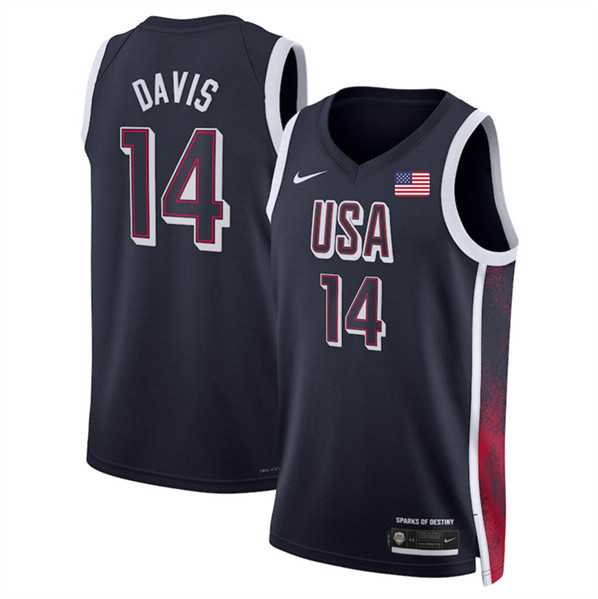 Mens USA Basketball #14 Anthony Davis Navy 2024 Swingman Stitched Jersey